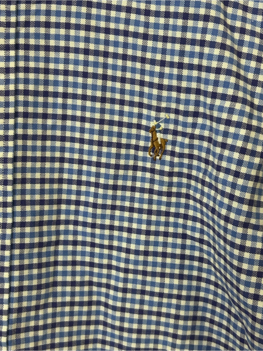 Ralph Lauren Shirt Mens Medium White Blue Check Long Sleeve Flesh Pony Casual - Picture 3 of 6